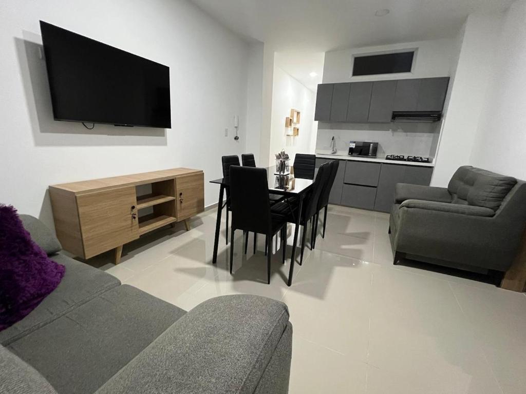 Kuchyň nebo kuchyňský kout v ubytování Apartahotel Centro 101 Edificio PF7 primer piso