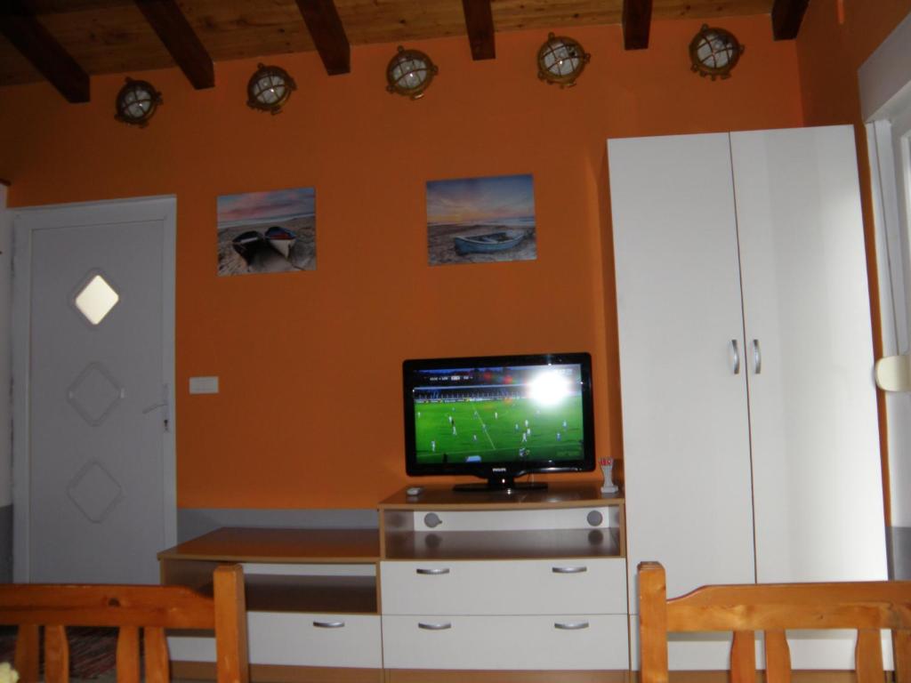 Televízia a/alebo spoločenská miestnosť v ubytovaní Apartment Lid