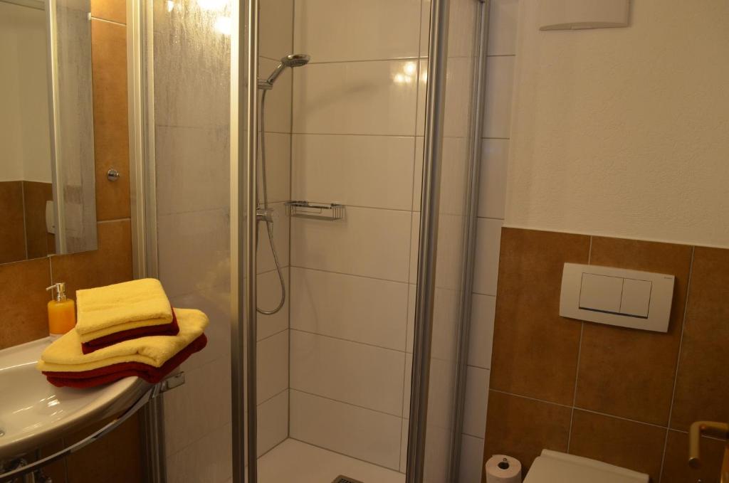 Een badkamer bij Haus Regenbogen
