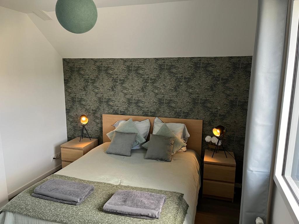 Postel nebo postele na pokoji v ubytování PLOERMEL Centre- Gite touristique 3 étoiles- 2 SdeBain