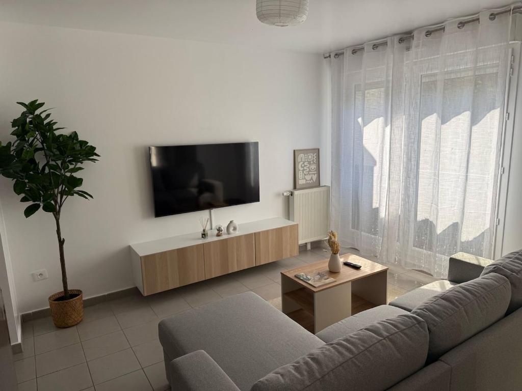 TV a/nebo společenská místnost v ubytování Cosy apartment near Paris