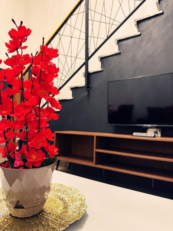 Een TV en/of entertainmentcenter bij Andor Luxury Hotel & Duplex
