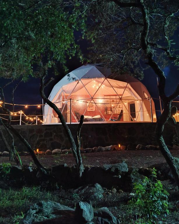 Zahrada ubytování El Gato Glamping con vista a prismas basálticos