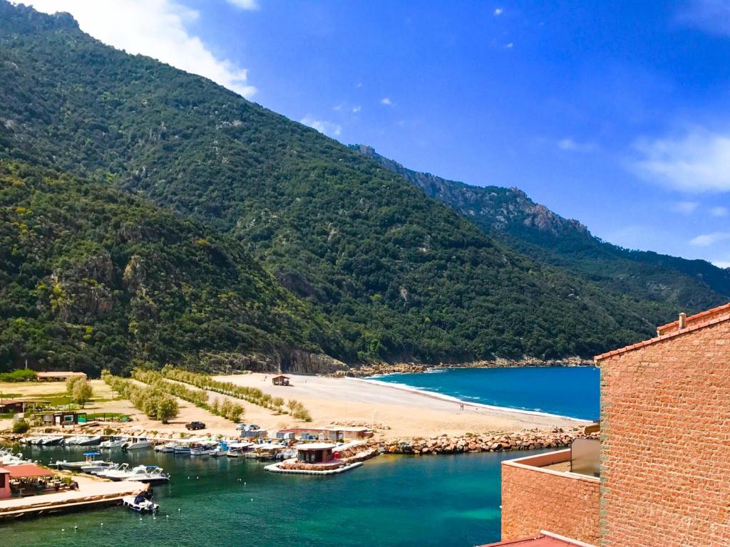 a view of a beach and a body of water at Les résidences du port appartements meublés in Porto Ota