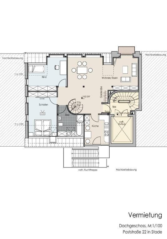 Půdorys ubytování Das Stader Penthouse mit Dachterrassen