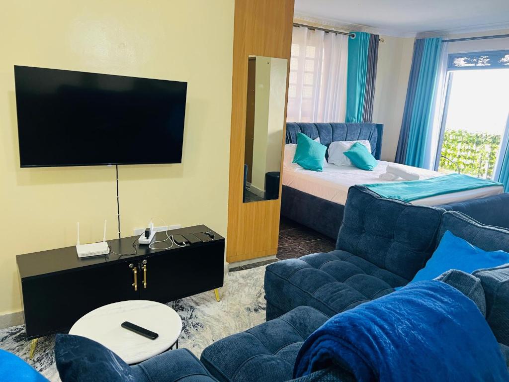 TV a/nebo společenská místnost v ubytování Roshani Airbnbs