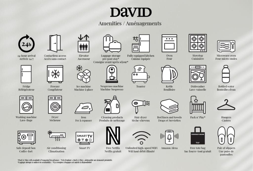 a set of line vectors of emergency signs and appliances at David Hotel in Montréal