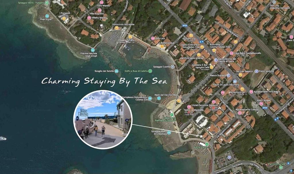 a map of cheneyney shopping by the sea at Charming staying by the sea in Rosignano Solvay