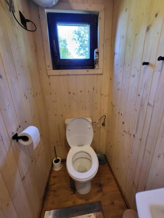 Koupelna v ubytování Glamping maringotka Free country Vogelsang