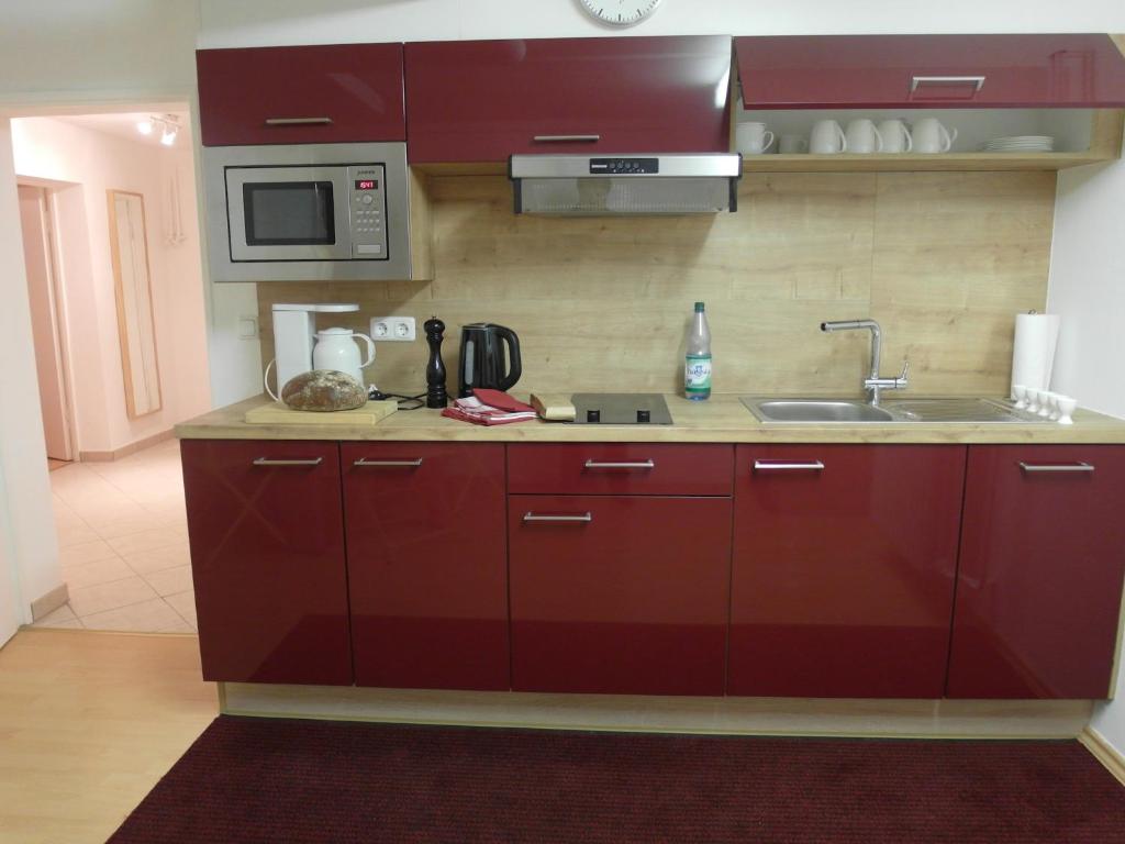 Kuchyň nebo kuchyňský kout v ubytování Am Forsthaus Gravenbruch