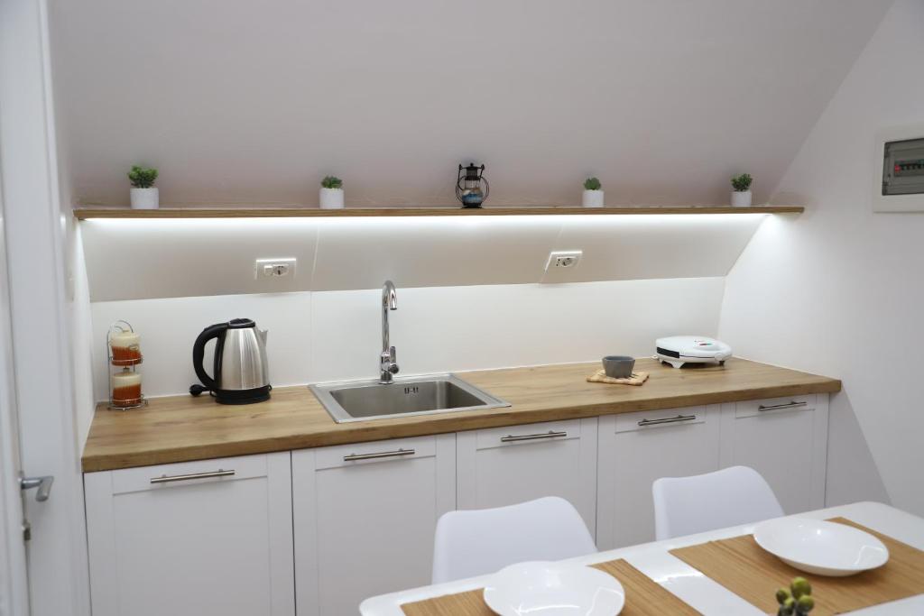 Kuchyň nebo kuchyňský kout v ubytování Central Apartment Berat