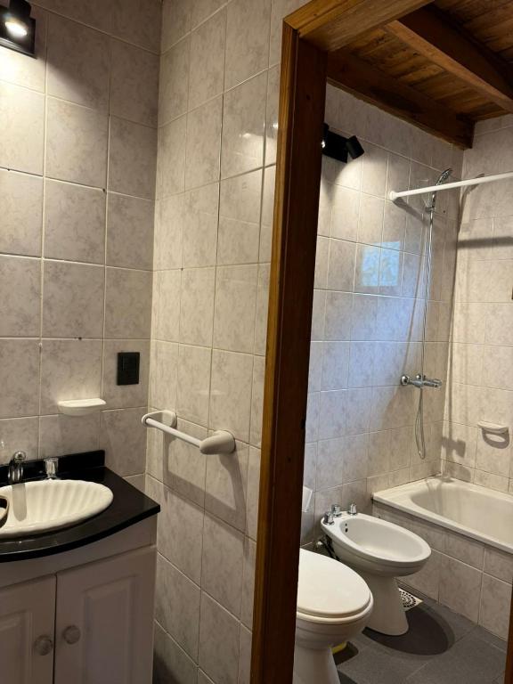 Koupelna v ubytování Cabañas La Cascada Huilen
