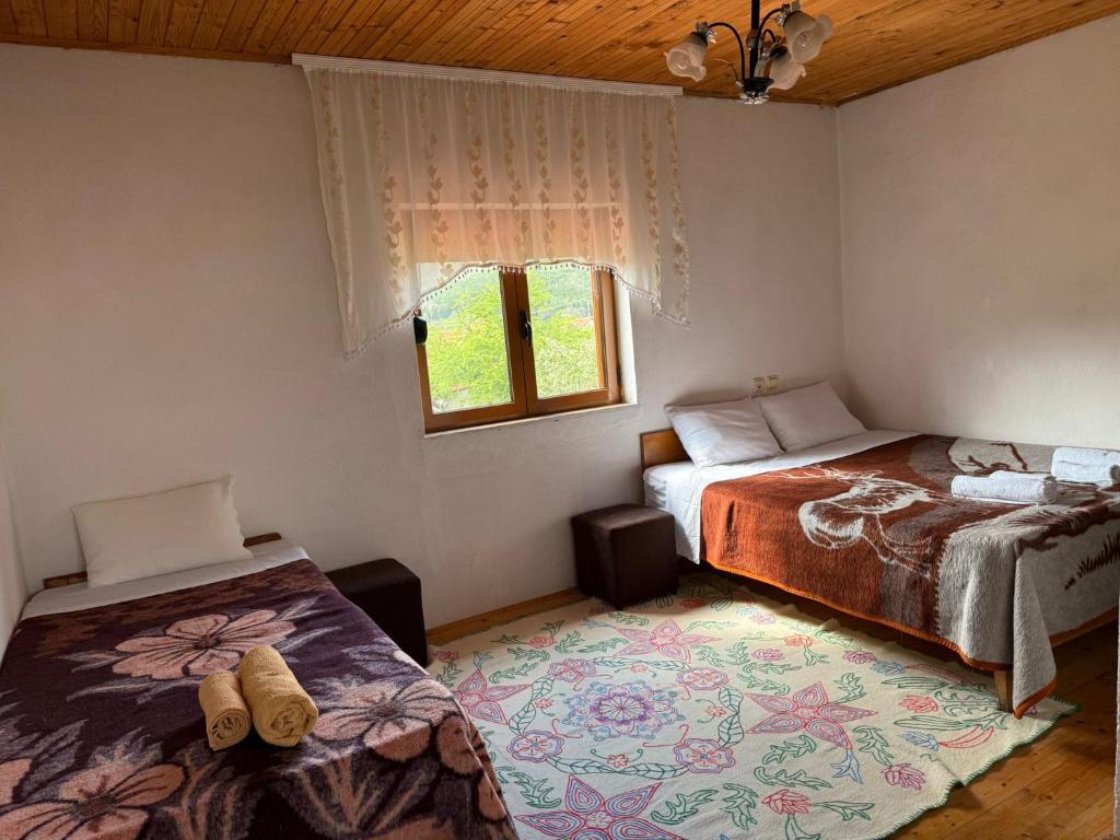 Postel nebo postele na pokoji v ubytování Prespa`s Balcony Guesthouse