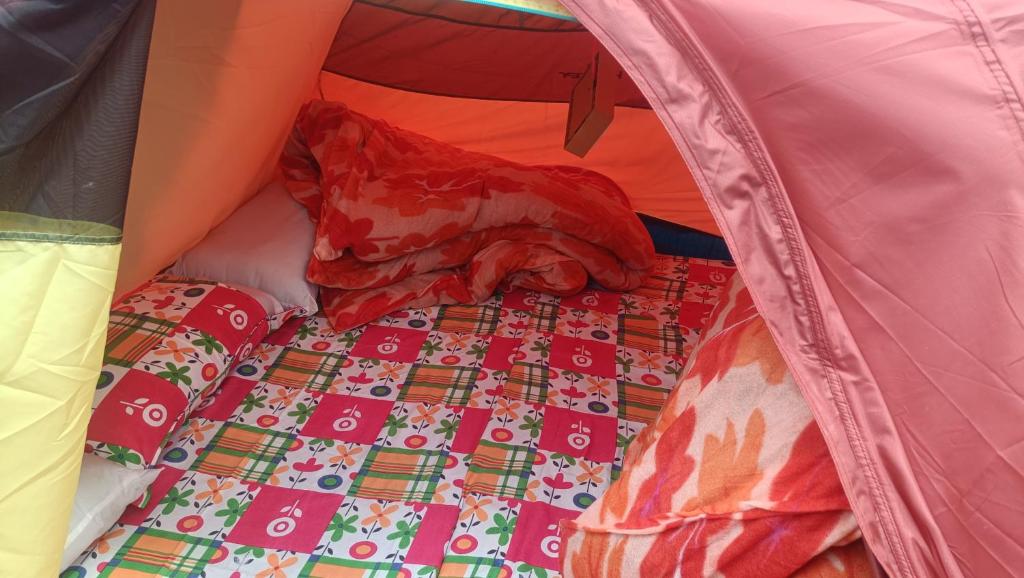 Postel nebo postele na pokoji v ubytování Kedarnath Nandi Base Camp
