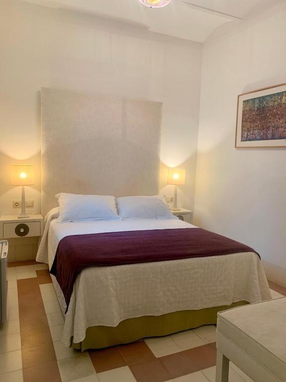 a bedroom with a large bed in a room at Hostal Casa Alborada in Conil de la Frontera
