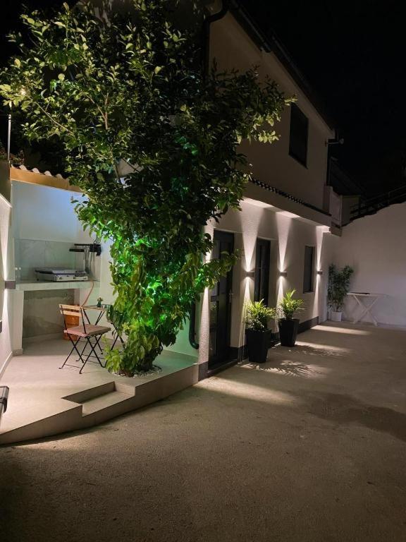 a building with a tree in front of it at Luxury Apartman Anđela in Banjol