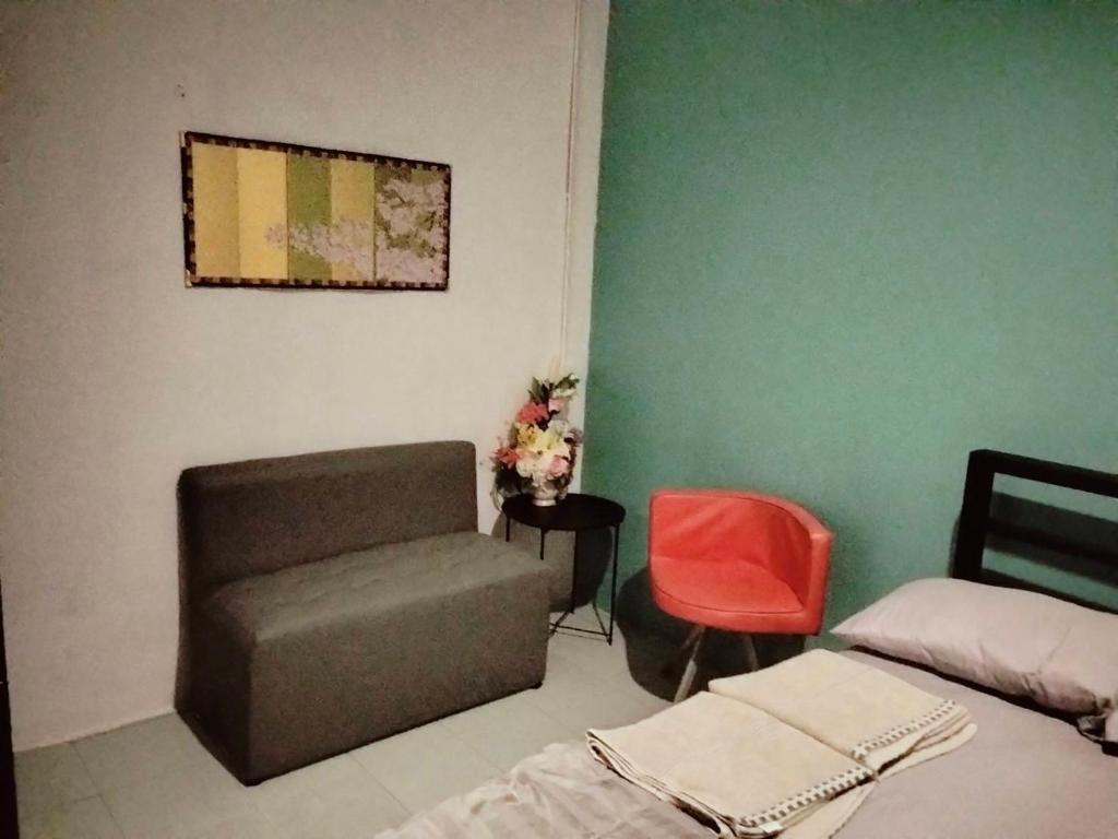 Postel nebo postele na pokoji v ubytování ณชนกรีสอร์ท