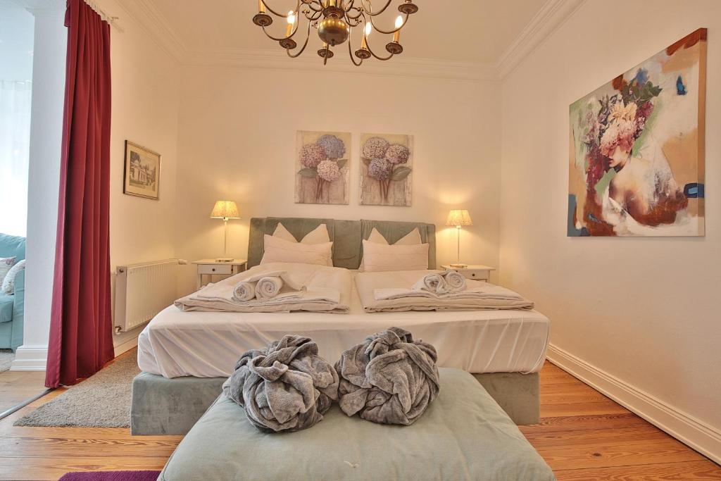 Postel nebo postele na pokoji v ubytování Villa Schöneck Villa Schöneck Appartement 2