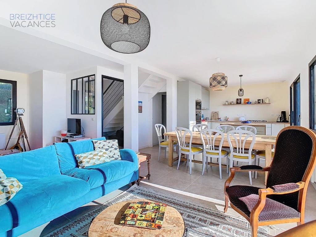 Khu vực ghế ngồi tại Maison Anémone - Vue mer - Crozon, Bretagne