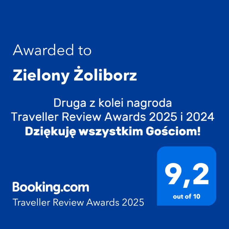 Certifikát, ocenenie alebo iný dokument vystavený v ubytovaní Zielony Żoliborz