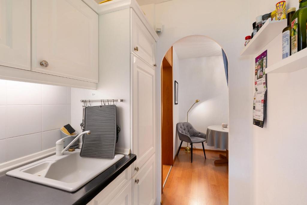 Kuchyň nebo kuchyňský kout v ubytování Ferienwohnung Wanderschön