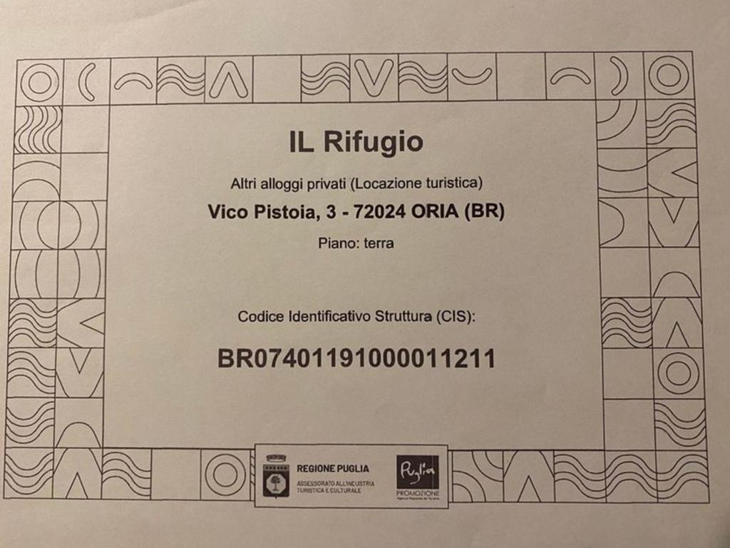 Certifikát, hodnocení, plakát nebo jiný dokument vystavený v ubytování Il Rifugio