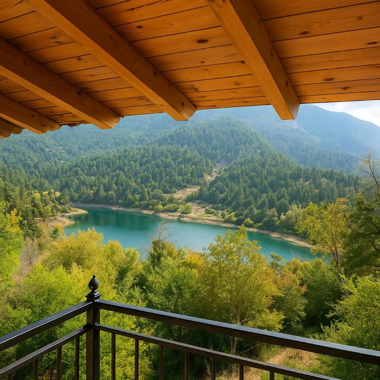 a view of a river from a balcony at Aithra Boutique Suites in Tsivlós