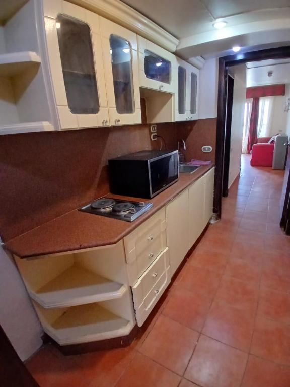 Kuchyň nebo kuchyňský kout v ubytování Porto Sokanha pyramids Apartments family