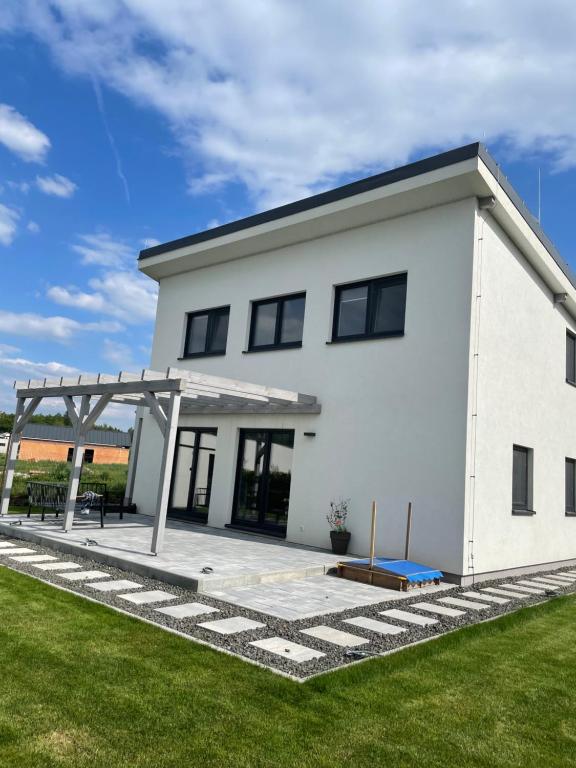 Bygningen som feriehuset ligger i