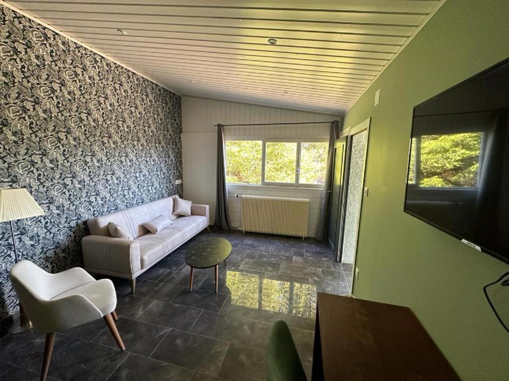 TV a/nebo společenská místnost v ubytování Hotel Parc Les Cigognes
