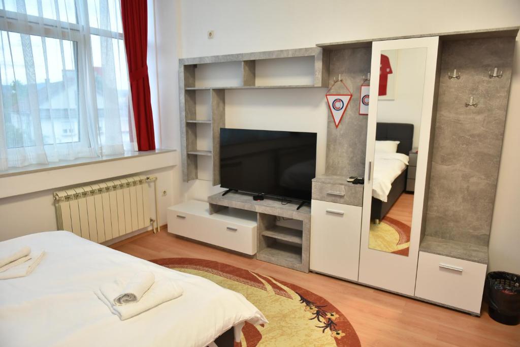 TV a/nebo společenská místnost v ubytování Hostel Nikšić