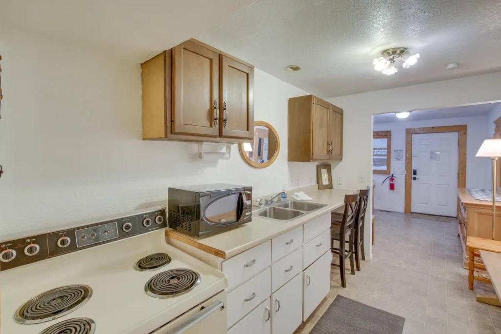 una cucina con lavello e fornello forno superiore di Bear Lake Charming Apartment w Kitchen a Paris