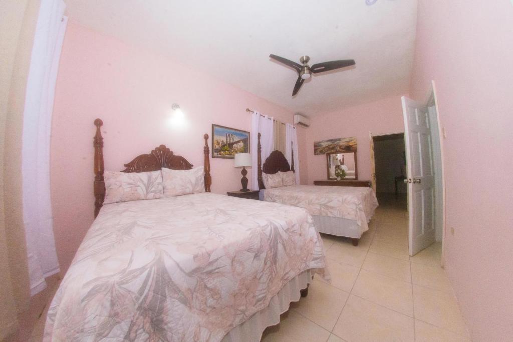 Postel nebo postele na pokoji v ubytování Dela de-Rose Guest House Negril Jamaica