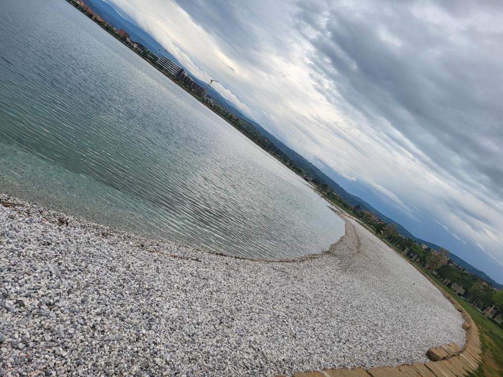 an aerial view of the shore of a body of water at APARTMAJI Lea in Semedela