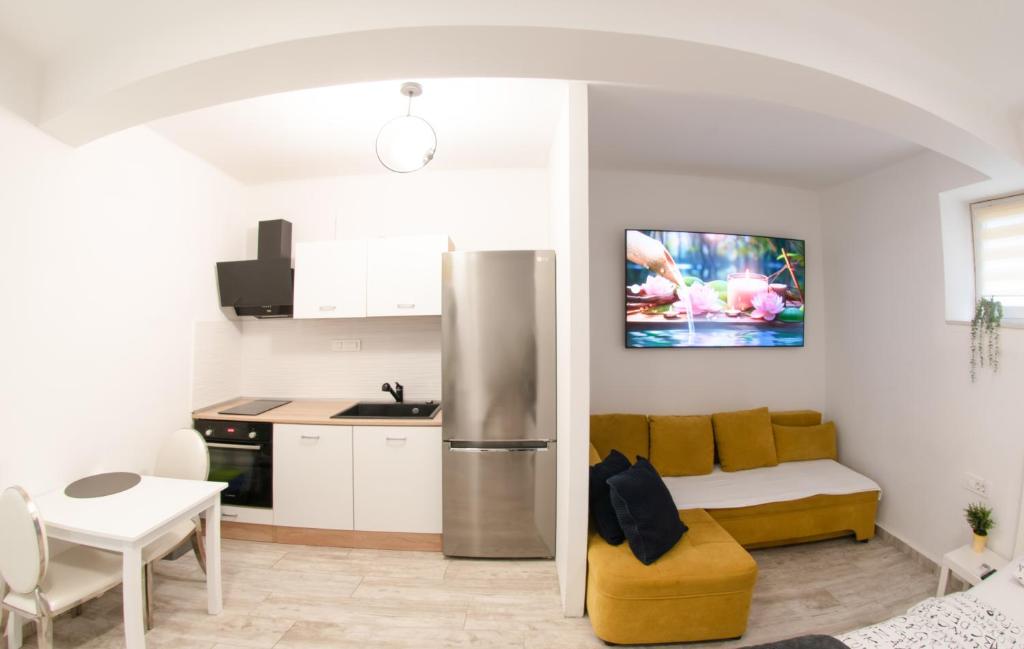 Kuchyň nebo kuchyňský kout v ubytování Downtown Zagreb Abode