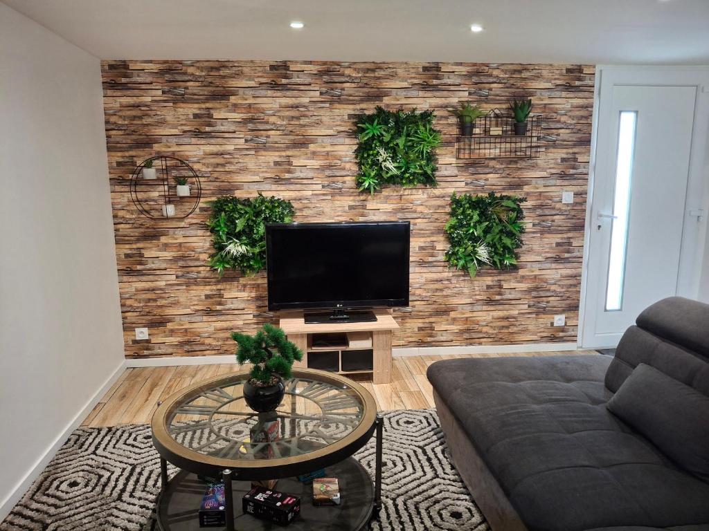 TV a/nebo společenská místnost v ubytování Le 421, Maison d'hôtes Jacuzzi entre amis,familles