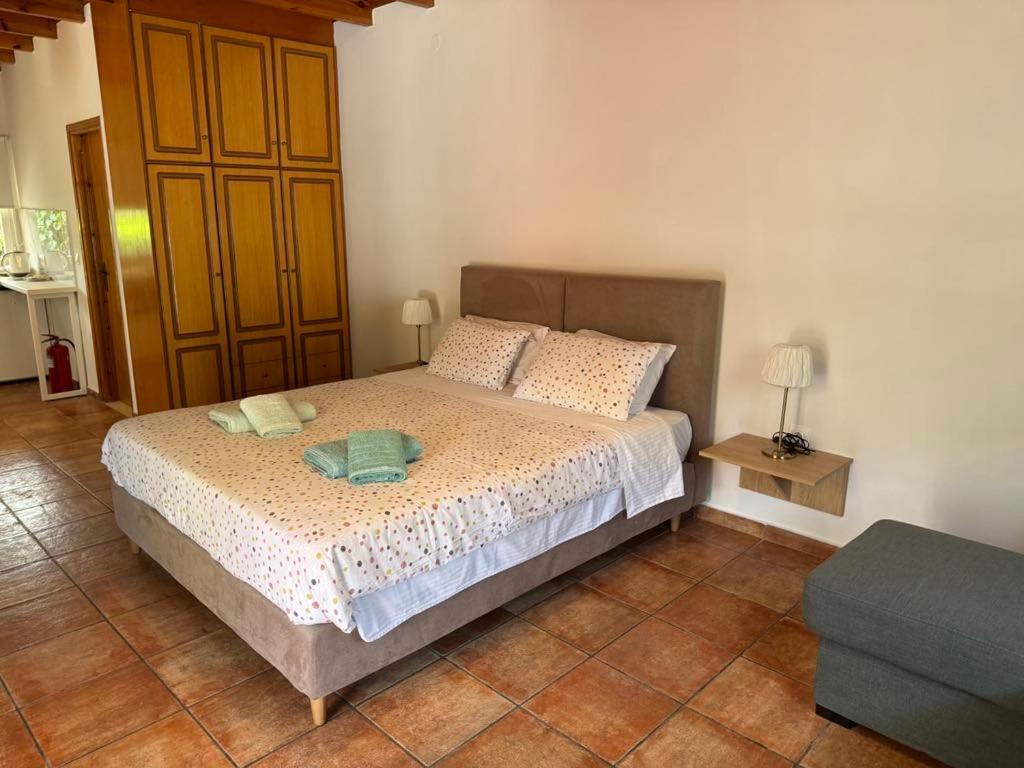 A bed or beds in a room at Pieros Studios Lisipios
