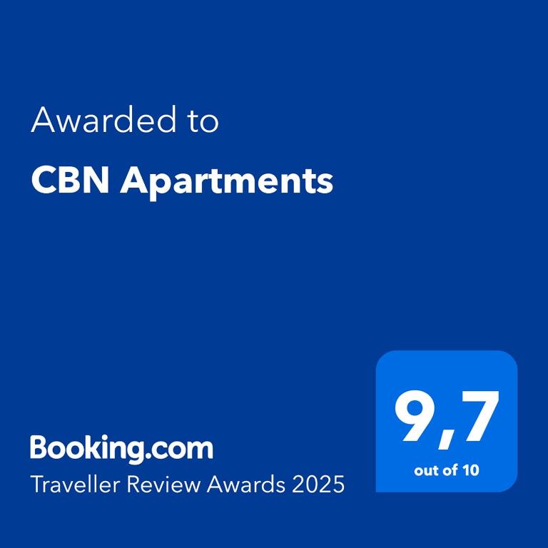 Certifikát, hodnocení, plakát nebo jiný dokument vystavený v ubytování CBN Apartments
