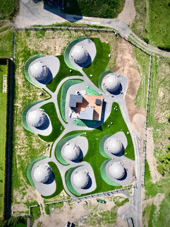 Letecký snímek ubytování Wisła Glamping
