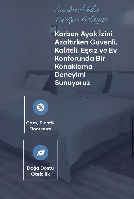 a poster of a bed with four different descriptions at Starmax City Hotel in Kâzımiye