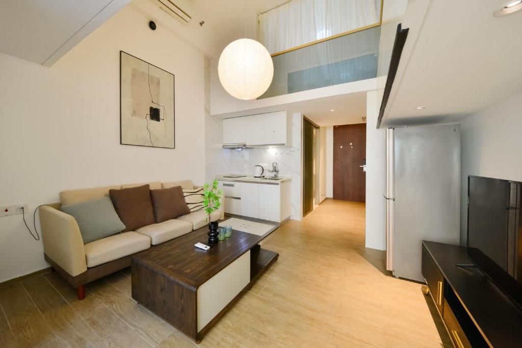Kuchyň nebo kuchyňský kout v ubytování Dabaizhijia Executive Apartment Bantian Huawei Branch