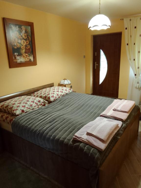 Ένα ή περισσότερα κρεβάτια σε δωμάτιο στο Pokoje Nałęczów