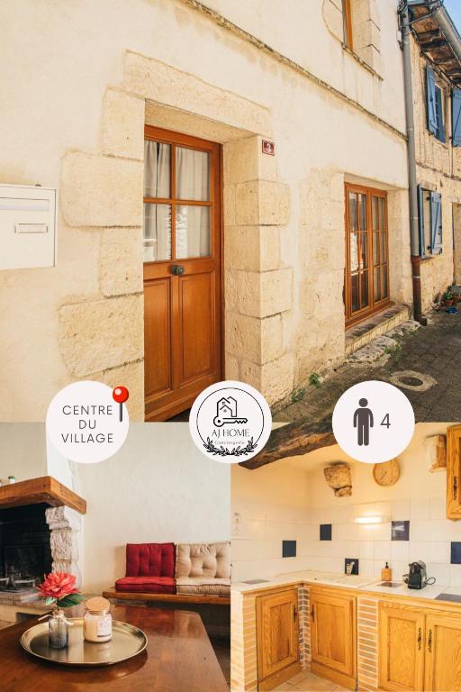 un collage de photos d'une maison avec une cheminée dans l'établissement 