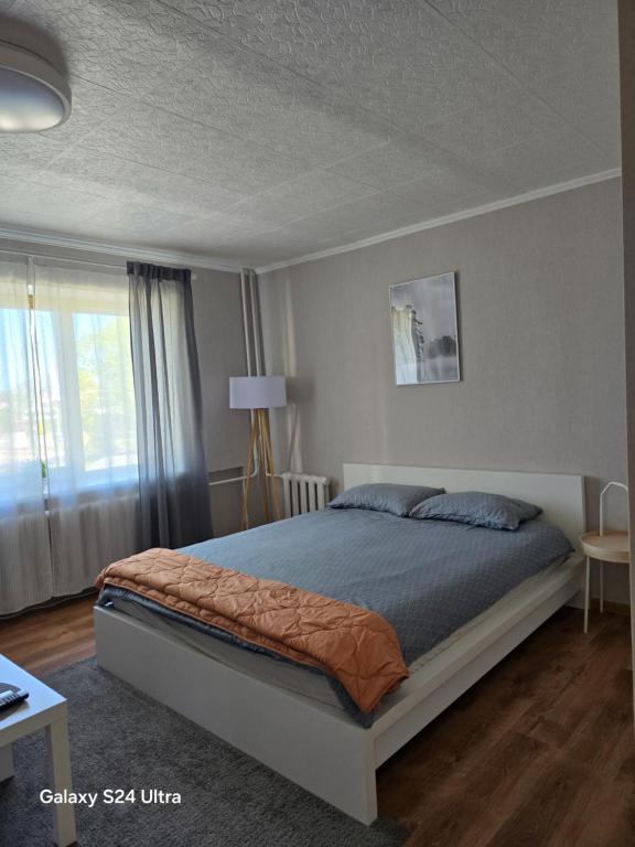 a bedroom with a large bed in a room at Sea side apartments in Jūrmala