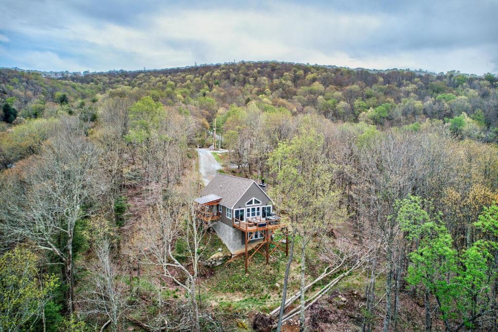 an overhead view of a house in the woods at Lessons from Mars in Banner Elk