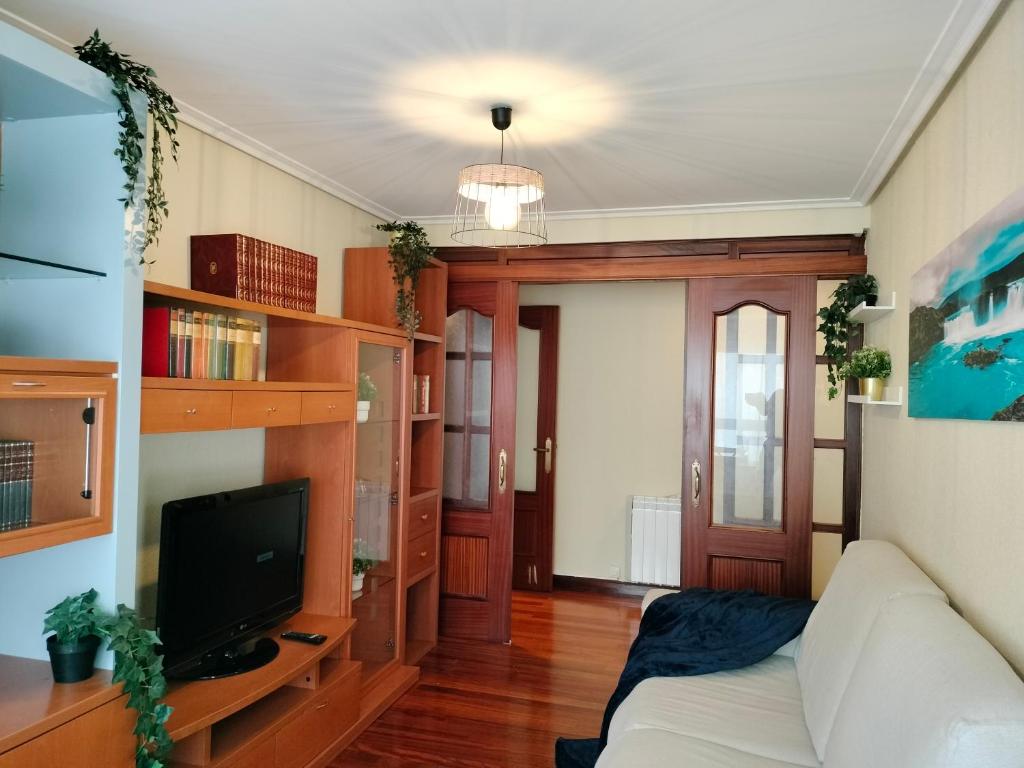 サンタンデールにあるAPARTAMENTO FAMILIAR Centrico Grupo RH-72のソファとテレビのあるリビングルーム