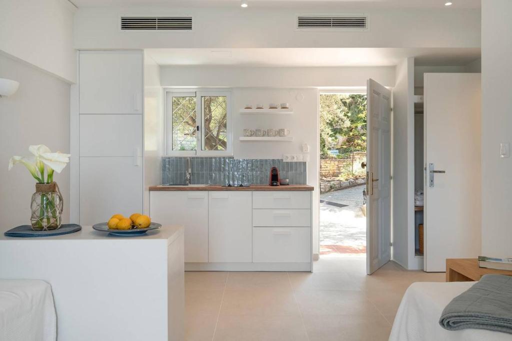 A kitchen or kitchenette at Myrto Homes Lefkada Agios Nikitas Greece