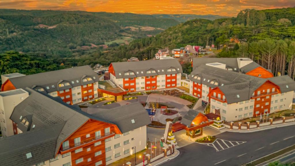 an overhead view of a city with buildings at Golden Resort Gramado Laghetto in Gramado