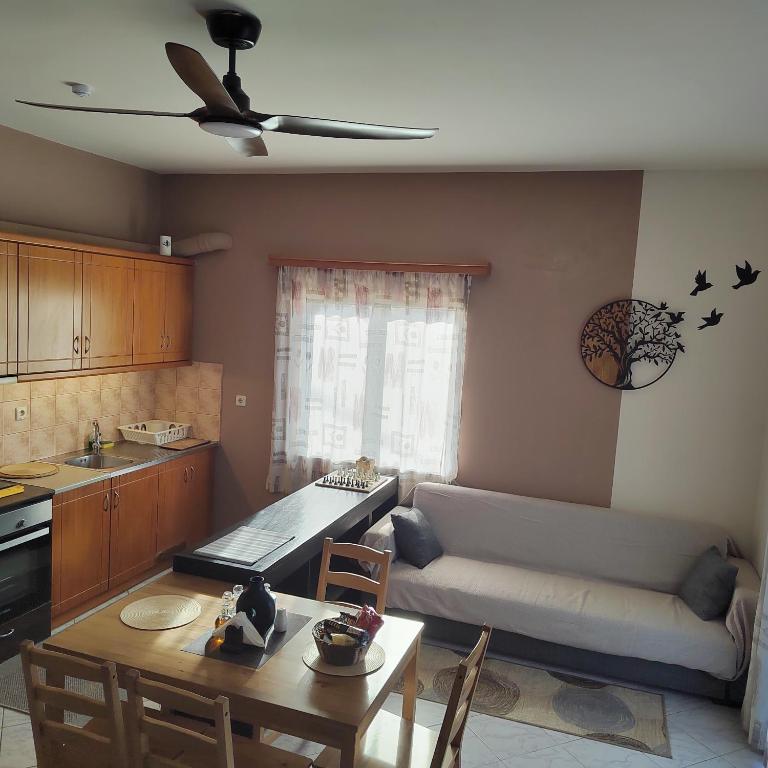 Kuchyň nebo kuchyňský kout v ubytování Manos Apartments