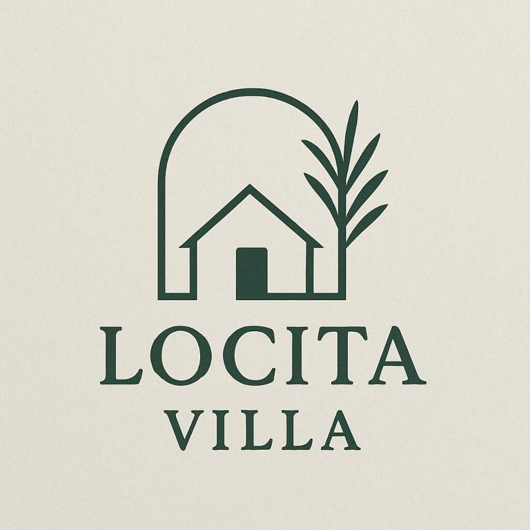 a logo for a villa with a palm tree at Locita Villa in Batu